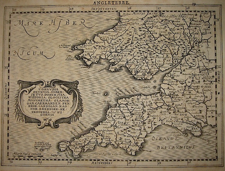 Mercator Gerard - Hondius Jodocus Cornubia, Devonia, Somersetus, Dorcestia... 1630 Amsterdam